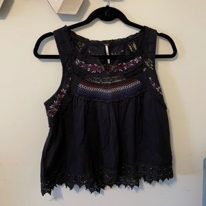 Free people flowy, black crop top
